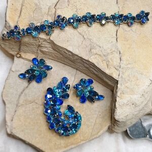 WEISS Vintage set blue Crystal Rare